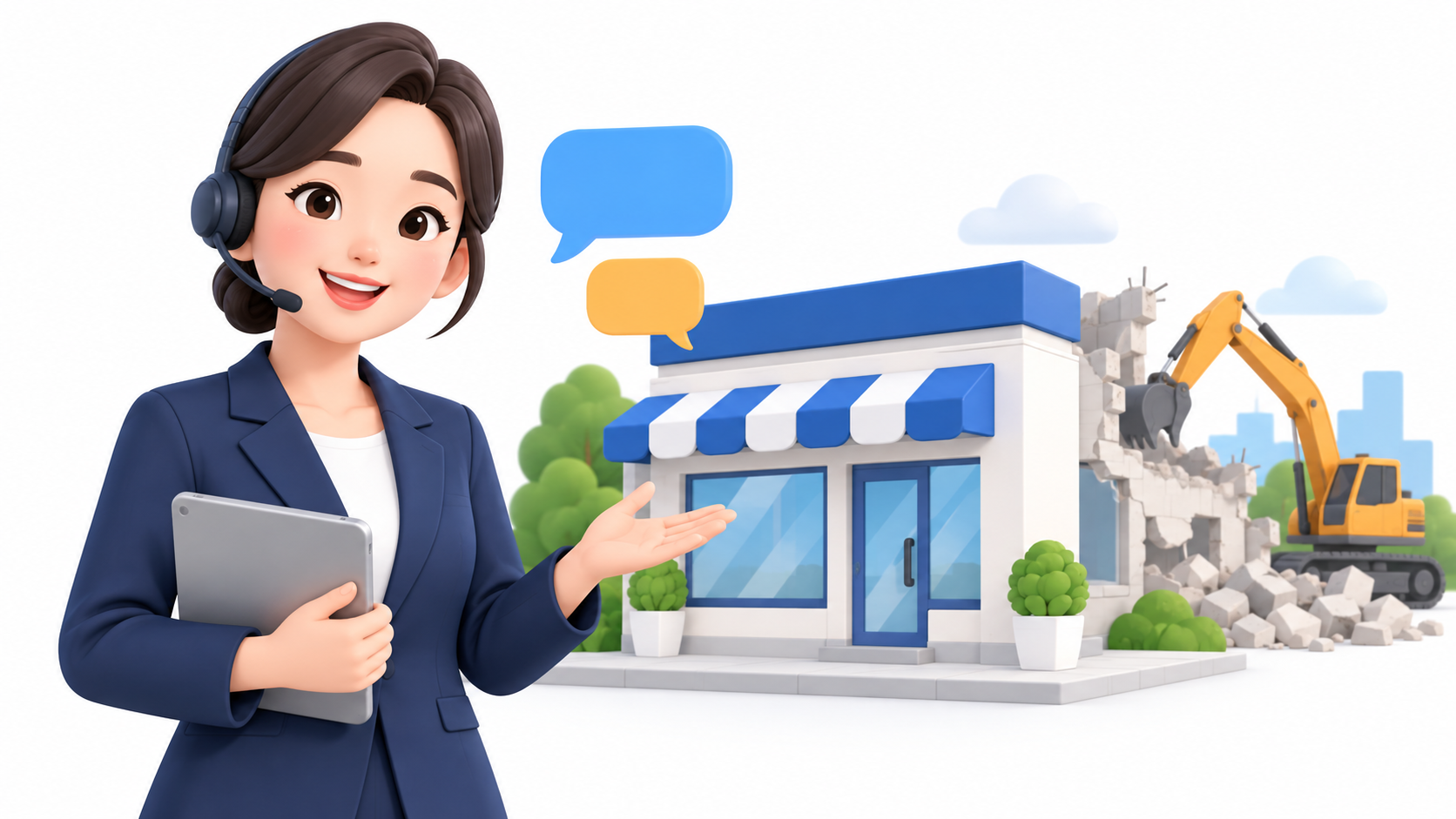 바른철거 상담 안내 일러스트